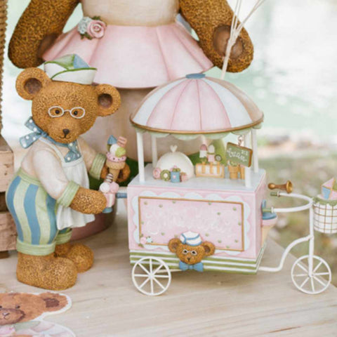 Nuvole di Stoffa Statuina Orso Gelataio in resina "Sweet Bear" 36.5x15x26 cm