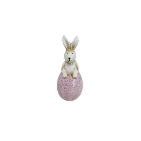 Figurine de lapin de Pâques en céramique The Art of Nacchi sur œuf 7x7xH16 cm
