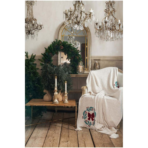 Couverture de Noël Blanc Mariclò en mélange de coton 130x150 cm 2 variantes (1 unité)