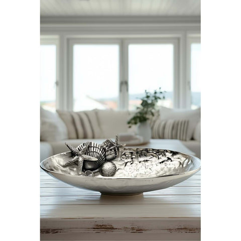 Blanc Mariclò Svuotatasche / Centrotavola in alluminio nichelato "Aurea" 37x20xH10 cm - Angelica Home Stabia