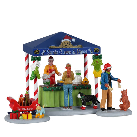 LEMAX Set of 3 characters Decorative scene "Santa Claws &amp; Paws" in resin H12 x 22.3 x 8.5 cm