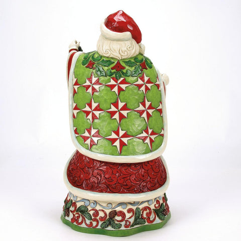 Enesco Statuina Babbo Natale in resina con ghirlanda e campanelle "Santa Bell Garland" 21.8x18.6xH36.9 cm