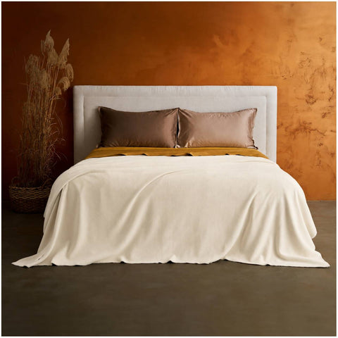 Bianco Perla Coperta matrimoniale invernale in pile e "Bamboo" 220x270 cm