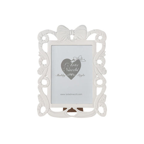 L'Arte di Nacchi Cornice portafoto in legno bianco con fiocco 22x1xH29.5 cm