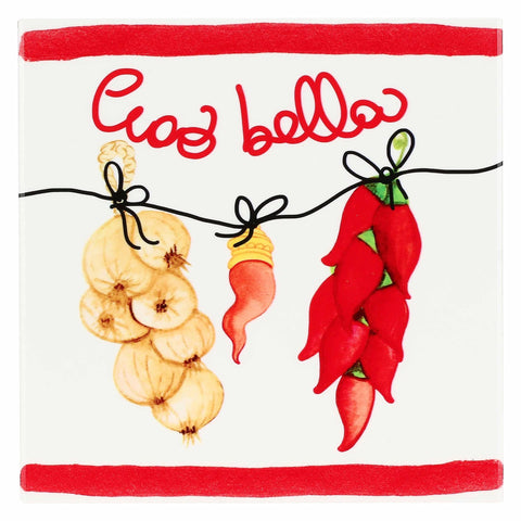 Rose e Tulipani Sottopentola quadrato in ceramica "Aumm" 20x20 cm