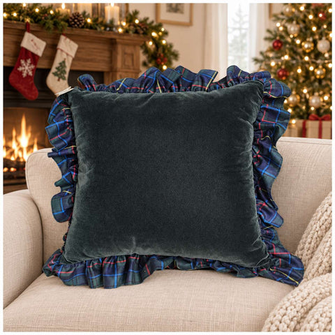 Fiori di Lena Cuscino di natale in velluto con rouches 55x55 cm 5 varianti(1 unità)