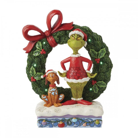 Figurine de Noël Enesco Grinch et chien max lumières led "Jim Shore"