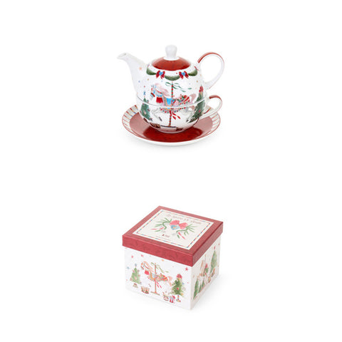 Théière en tissu Nuages ​​+ Tasse de Noël « Carrousel » 480/258 ml
