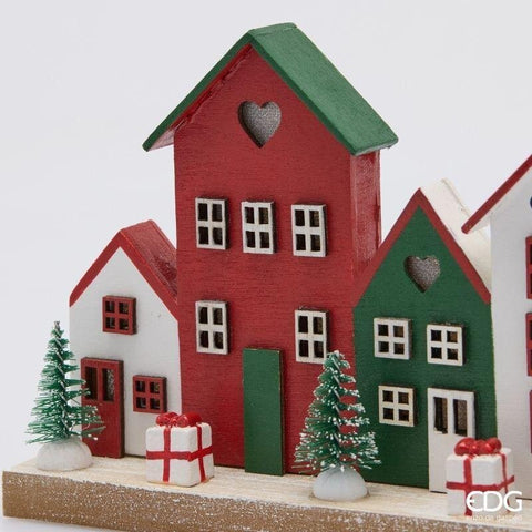 EDG paesaggio casette decoro con LED in legno 19,5x4,5xH12 cm