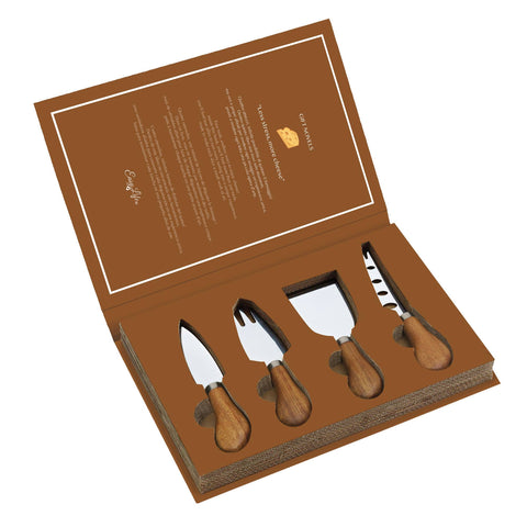Easy life Idea Regalo Set 4 Coltelli formaggio in box "Gift Novels"