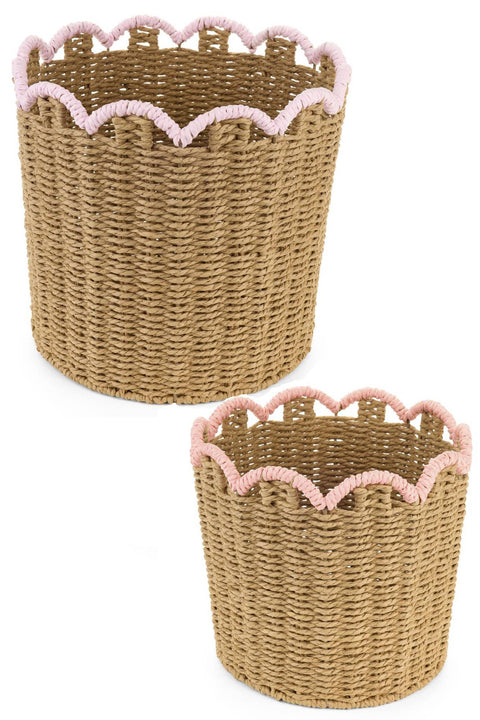 Nuvole di Stoffa Set 2 Cestini rotondi porta fiori in rattan "Sweet Bear" D32xH30 - D27xH25 cm