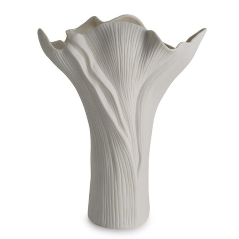 Henriette Vaso Foglia portafiori da tavolo in ceramica bianca "Flussi" 27xH34 cm - Angelica Home Stabia