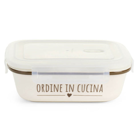 Nuvole di Stoffa Contenitore in ceramica con tappo "Ordine in cucina My Home" 16.6x12x5.1 cm
