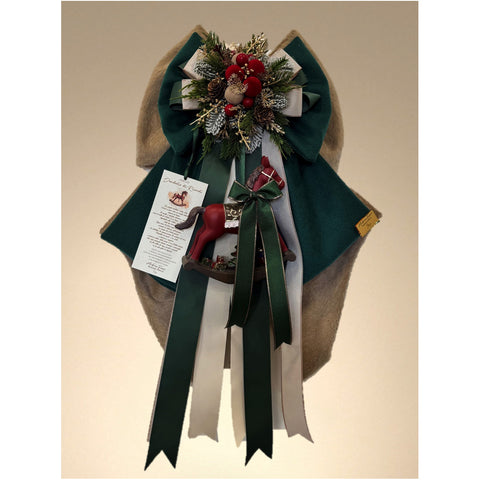 Madame Fioccò Fiocco di natale beige/verde con cavalluccio 2 varianti(1 unità)