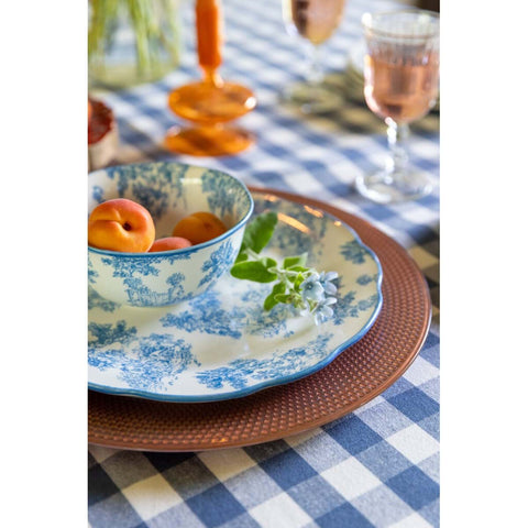 Blanc Mariclò Set de 18 assiettes en porcelaine Toile de Jouy "Affinités électives" D26/22/19 cm