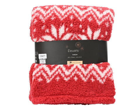 Couverture de Noël douce Decoris rouge/blanc 130x170 cm