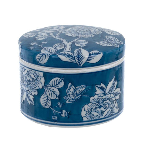 Blanc Mariclò Svuotatasche/Barattolo in porcellana con coperchio "Chinoiserie" 14x14xH10 cm - Angelica Home Stabia