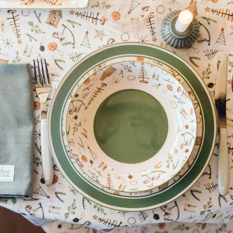 Service de table de Noël Nuages ​​en tissu 6 couverts en porcelaine "Ricordi"