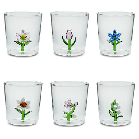 Henriette Set 6 Bicchieri in borosilicato con fiori "Treasure" 300 ml