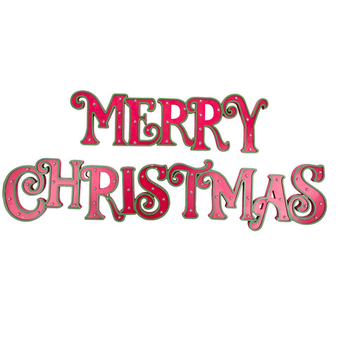 Blanc Mariclò Insegna grande Merry Christmas in legno con luci led L162x4xH30 cm