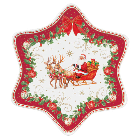 Easy Life Piatto di natale stella in porcellana + box "Christmas Heritage" D22.5 cm