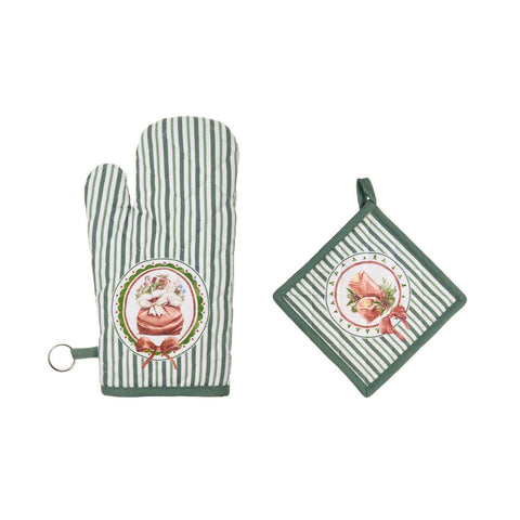 Nuvole di Stoffa Set natalizio guantone + presina in cotone "MAGIC NOEL" 2 varianti (2 unità)