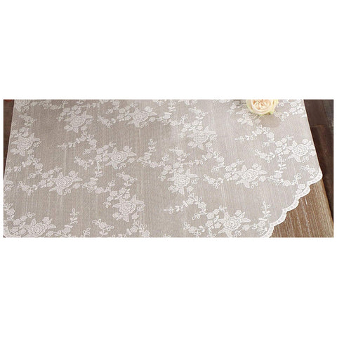 L'ATELIER 17 Nappe de cuisine rectangulaire en 100% dentelle avec fleurs brodées, Shabby Chic "Ciel" 160x280 cm 3 variantes