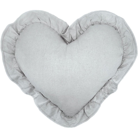 L'ATELIER 17 Heart-shaped decorative cushion with flounce in pure cotton, Collection: "Essentiel" Shabby Chic 50x55 cm 4 variants