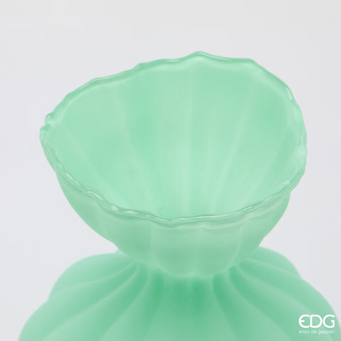 Edg Enzo de Gasperi Vaso Flow Sinuoso in vetro opaco verde da interno D19.5xH30.5 cm - Angelica Home Stabia
