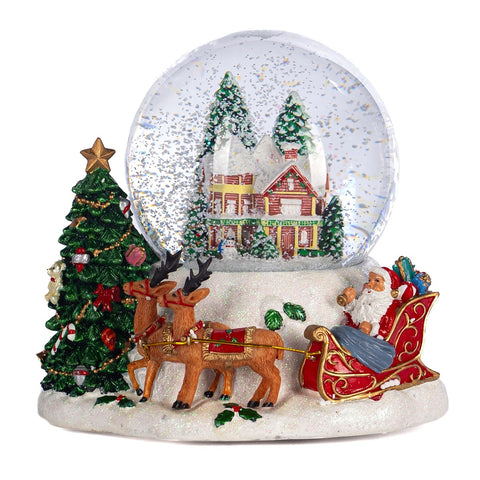 GOODWILL Musical snowball with Santa Claus in sleigh 18 cm