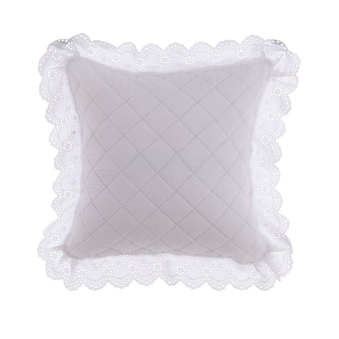 Blanc Mariclò Cuscino arredo bianco con gale in pizzo "Estate di Sangallo" 45x45 cm