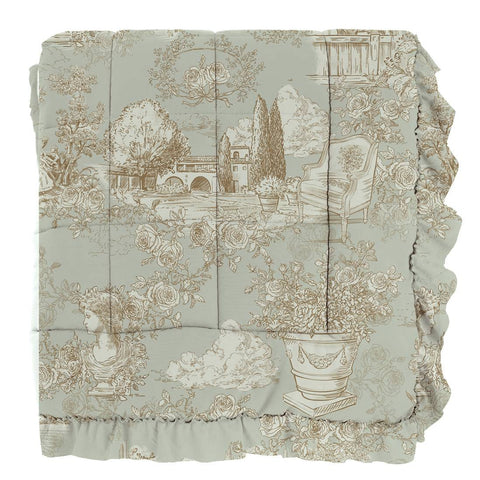 Blanc Mariclò Trapunta matrimoniale invernale verde con gala "Toile Du Borgo" 260x260 cm