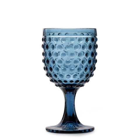 Fade Set 6 Verres à Vin en Verre Bleu avec Bulles "Ibiza" 300 ml