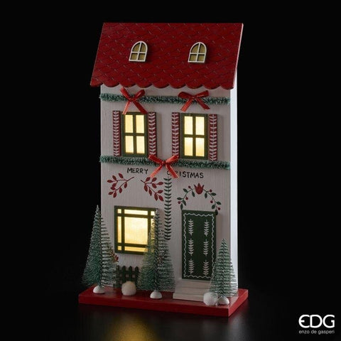 EDG casetta decoro natalizio con LED in legno 20x9xH36 cm