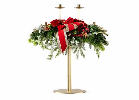 Fiori di Lena Candeliere natalizio 4 fiamme in metallo con stelle di natale H65 cm