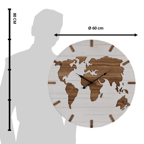 CLAYRE & EEF Orologio da parete in legno bianco e marrone Ø 60x4 cm