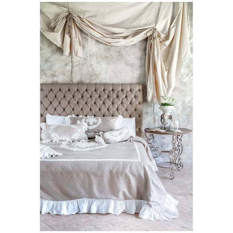 Blanc Mariclò Parure Set Copripiumino matrimoniale in misto lino +2 copriguanciali "Soffio" 240x260 cm
