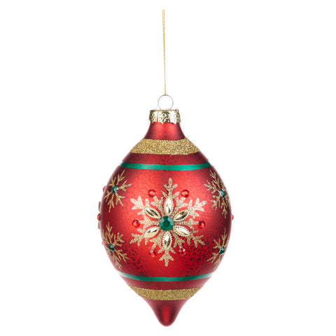 GOODWILL Red Glass Sphere with Jewels 12 cm 2 variants (1pc)