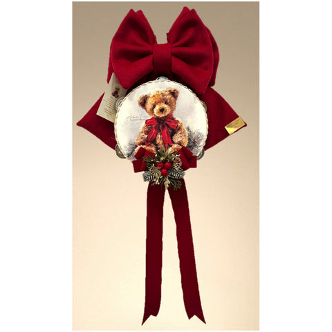 Madame Fioccò Fiocco di natale con tamburello Dolce Teddy rosso 2 varianti(1 unità)