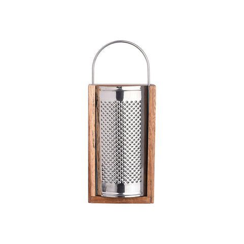 Estia Home Grattugia in acciaio inox + contenitore in legno "Allure" 22x6.5xH9 cm