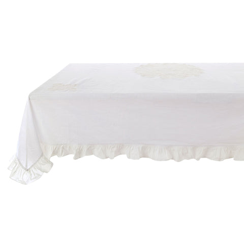 Blanc Mariclò Tovaglia copritavolo in cotone bianco e gala "Soffio Collection" L160xH160 cm
