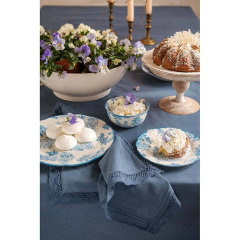 Blanc Mariclò Set de 18 assiettes en porcelaine Toile de Jouy "Affinités électives" D26/22/19 cm