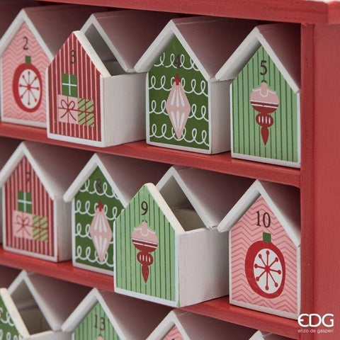 EDG Calendario dell'avvento in legno 24 casette 27x8xH38,5 cm