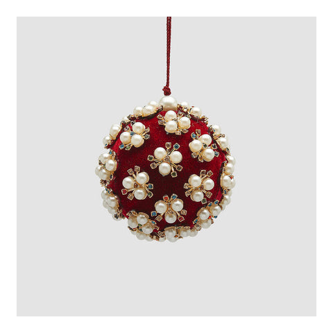 EDG Sfera di natale palla con perle addobbo velluto D8 cm 2varianti (1unità)