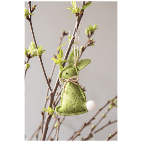Clayre & Eef Decoro Coniglio di Pasqua da appendere in tessuto verde 6x1x10 cm
