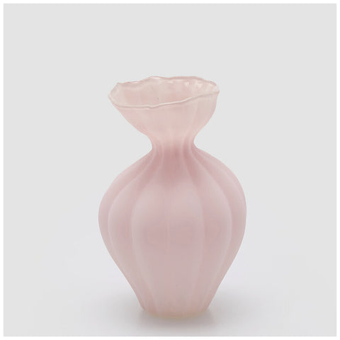 Edg - Enzo de Gasperi Vaso Flow Sinuoso in vetro opaco rosa D19.5xH30.5 cm - Angelica Home Stabia