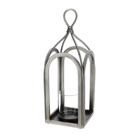 Hervit Lanterna portacandela in metallo argento 20x20xH54 cm