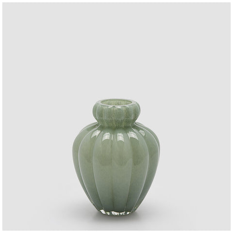 Edg Enzo de Gasperi Vaso Chignon in vetro verde salvia da interno D16xH20 cm - Angelica Home Stabia