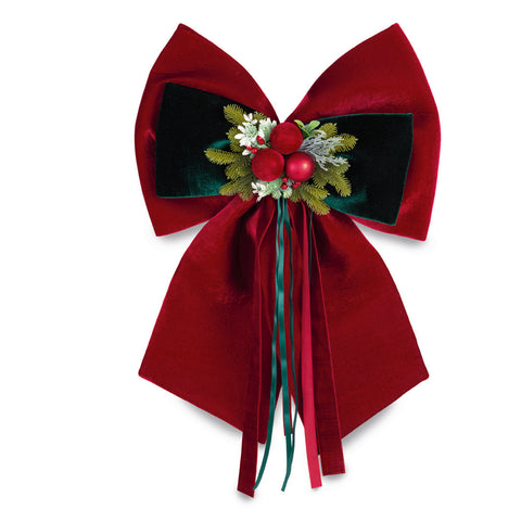Hervit Doppio Fiocco natalizio effetto velluto "Royal X’Mas Bow" 50x70 cm