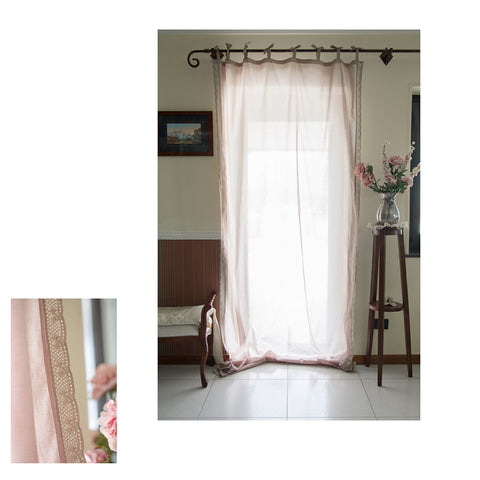 L'ATELIER 17 Tenda in puro cotone con crochet laterali "Nuage Crochet" 2 varianti 130x290 cm